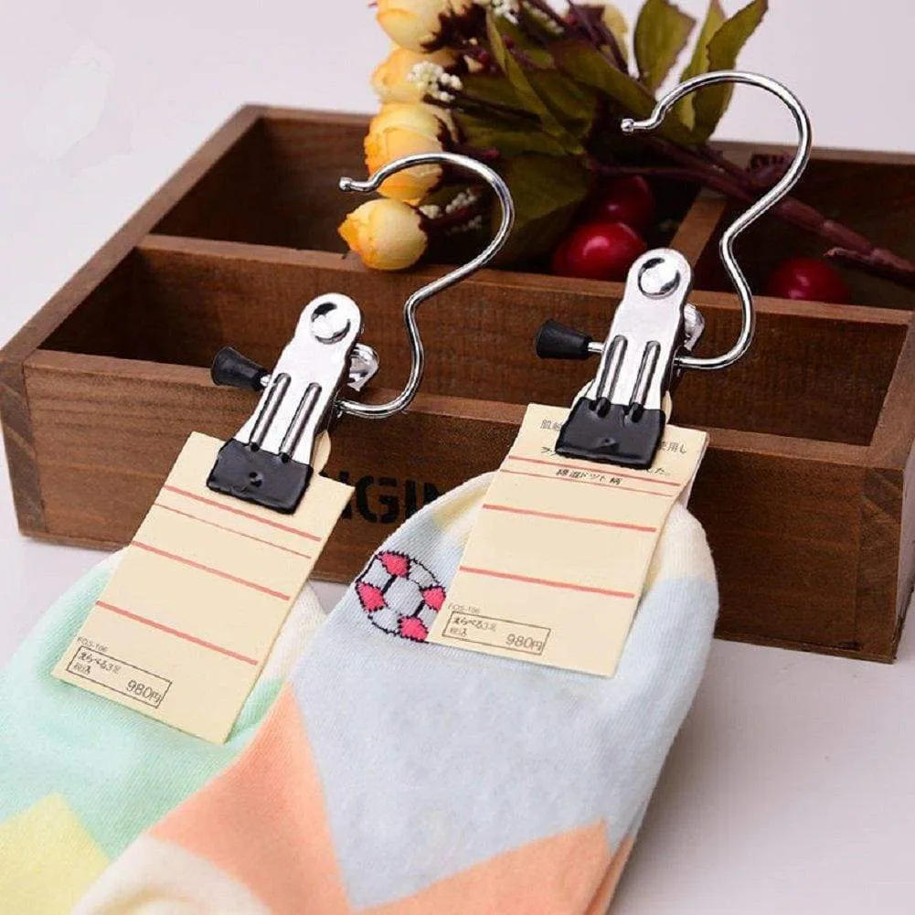 glasstore 6Pcs Stainless Steel Heavy Duty Drying Racks Portable Hanger Clips Laundry Hooks Hanging Clothes Pins Single Clip Scarf Closet Organizer Hanger for Travel and Home