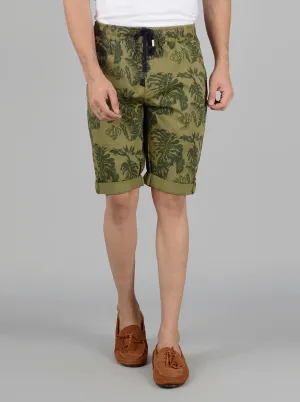 Grass Green Printed Regular Fit Capri | JadeBlue