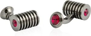 Gunmetal Ruby Barrel Crystal Cufflinks with Presentation Gift Box - Perfect for Travel