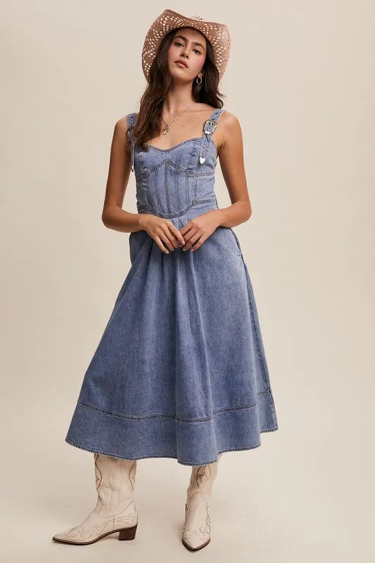 Hannah Western Denim Midi Dress