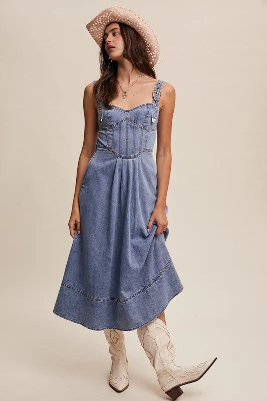 Hannah Western Denim Midi Dress