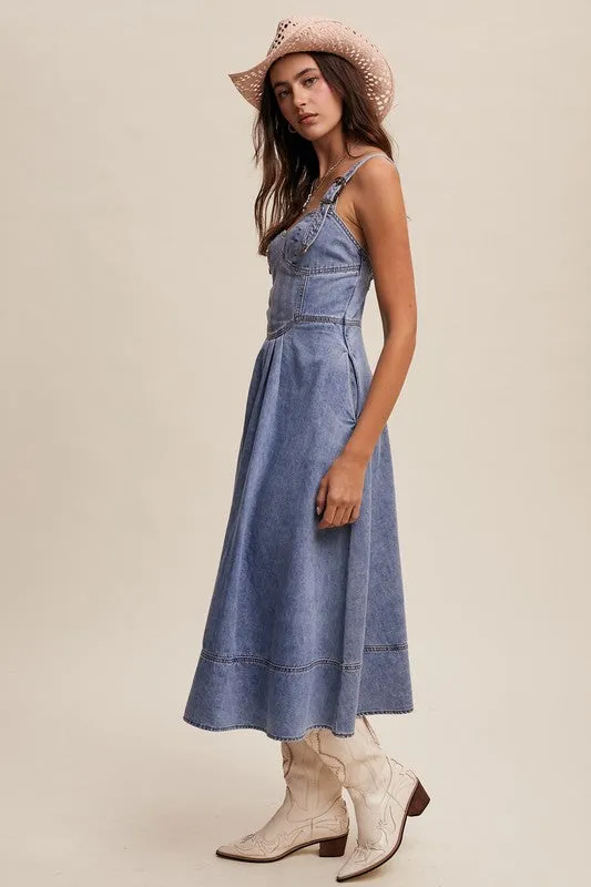 Hannah Western Denim Midi Dress