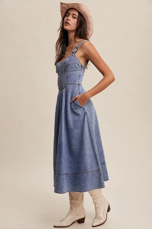 Hannah Western Denim Midi Dress