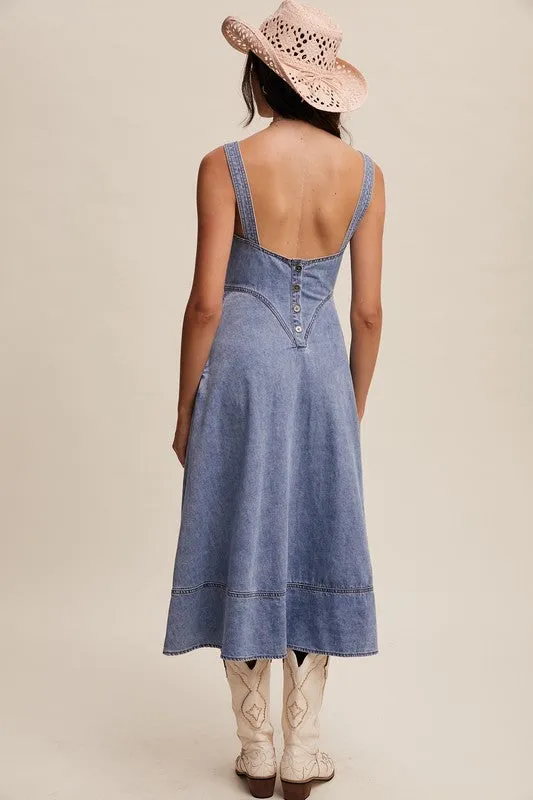 Hannah Western Denim Midi Dress