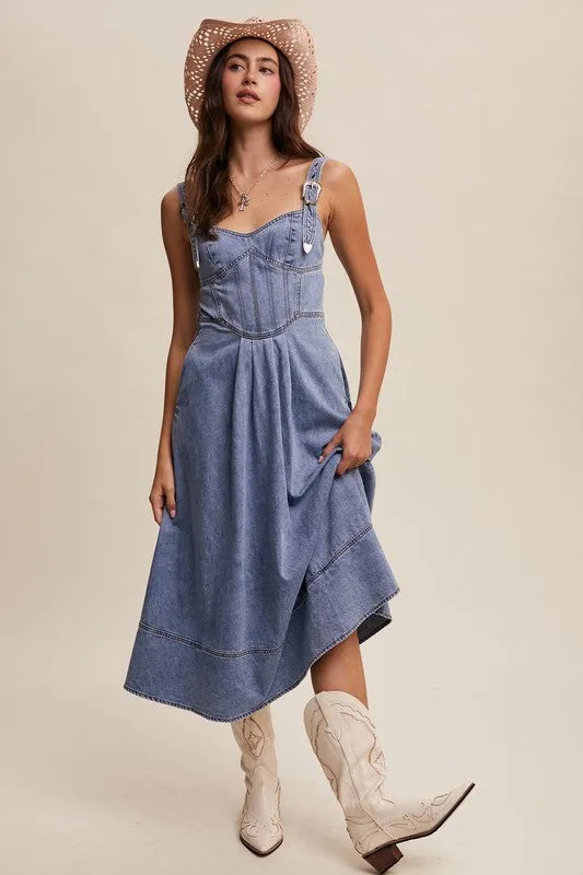 Hannah Western Denim Midi Dress