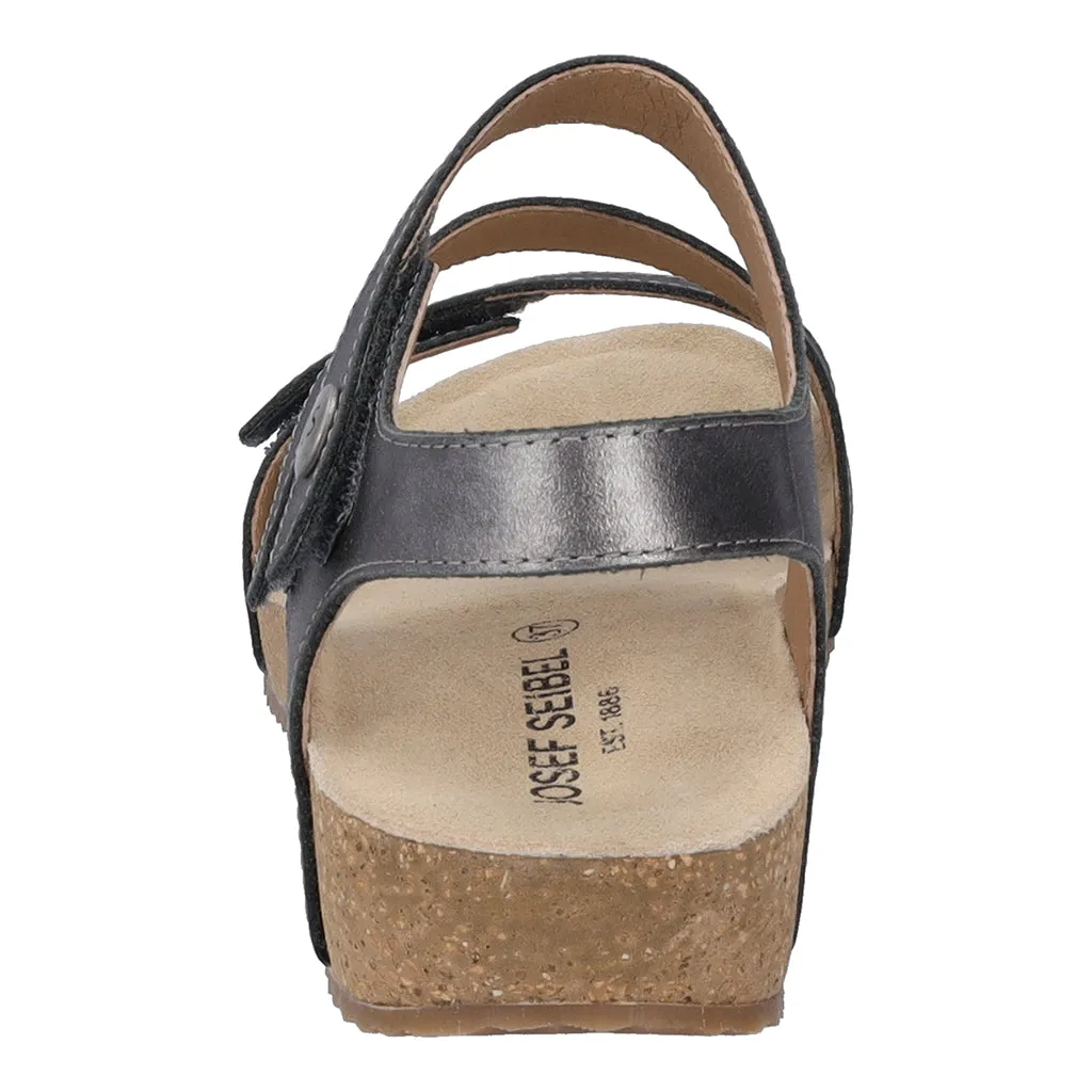 Josef Seibel Tonga 25 Ladies Anthracite Leather Touch Fastening Sandals
