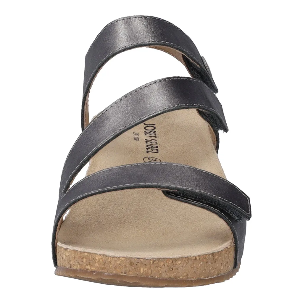 Josef Seibel Tonga 25 Ladies Anthracite Leather Touch Fastening Sandals