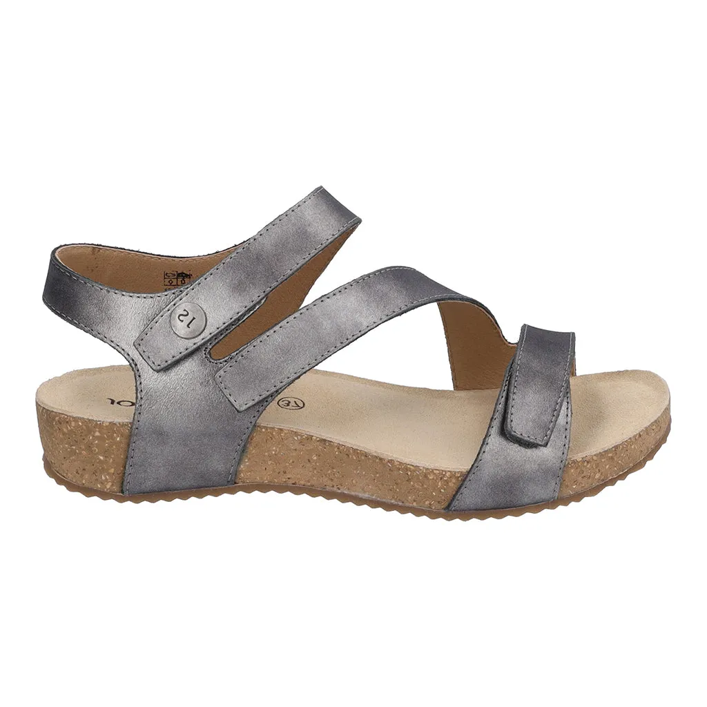 Josef Seibel Tonga 25 Ladies Anthracite Leather Touch Fastening Sandals