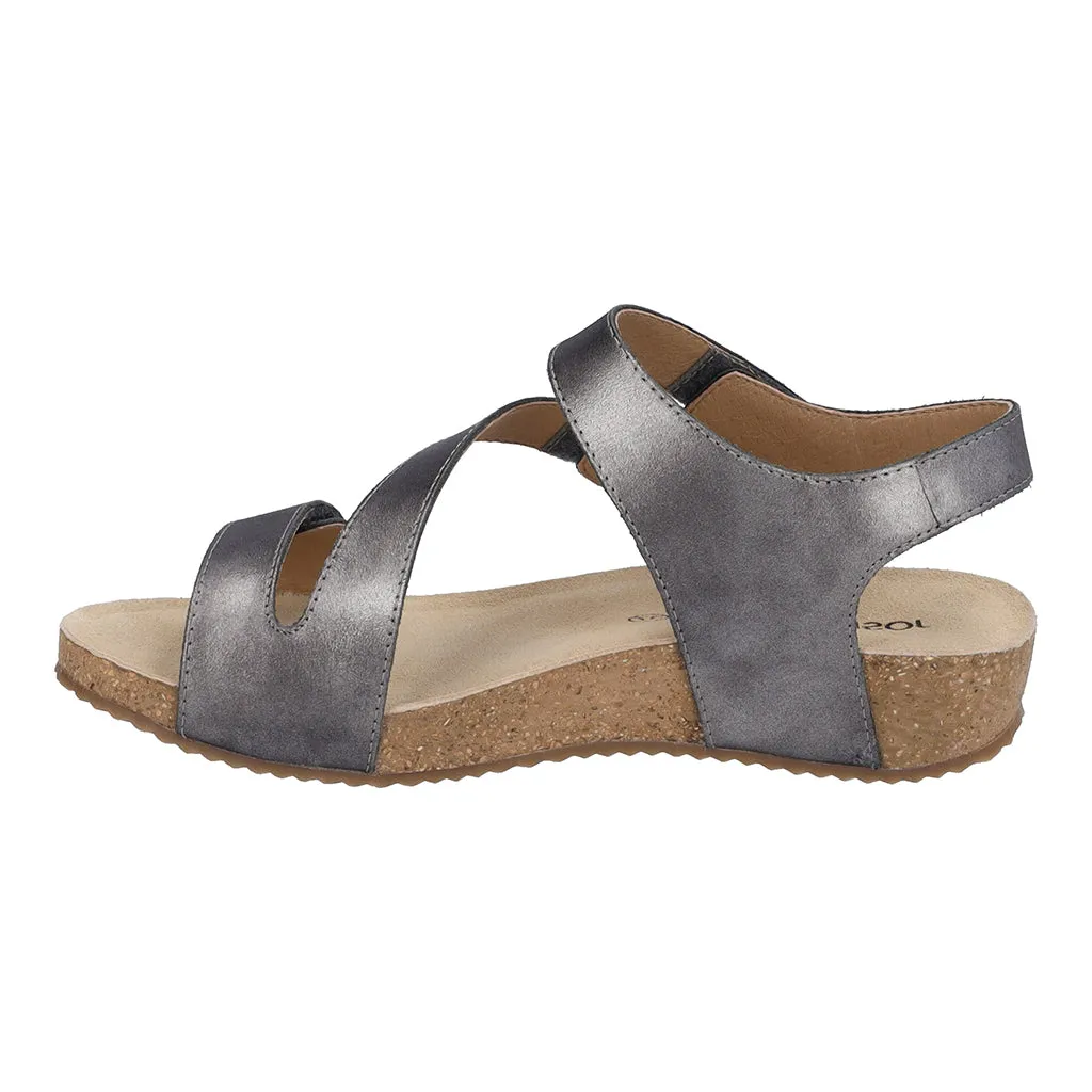 Josef Seibel Tonga 25 Ladies Anthracite Leather Touch Fastening Sandals