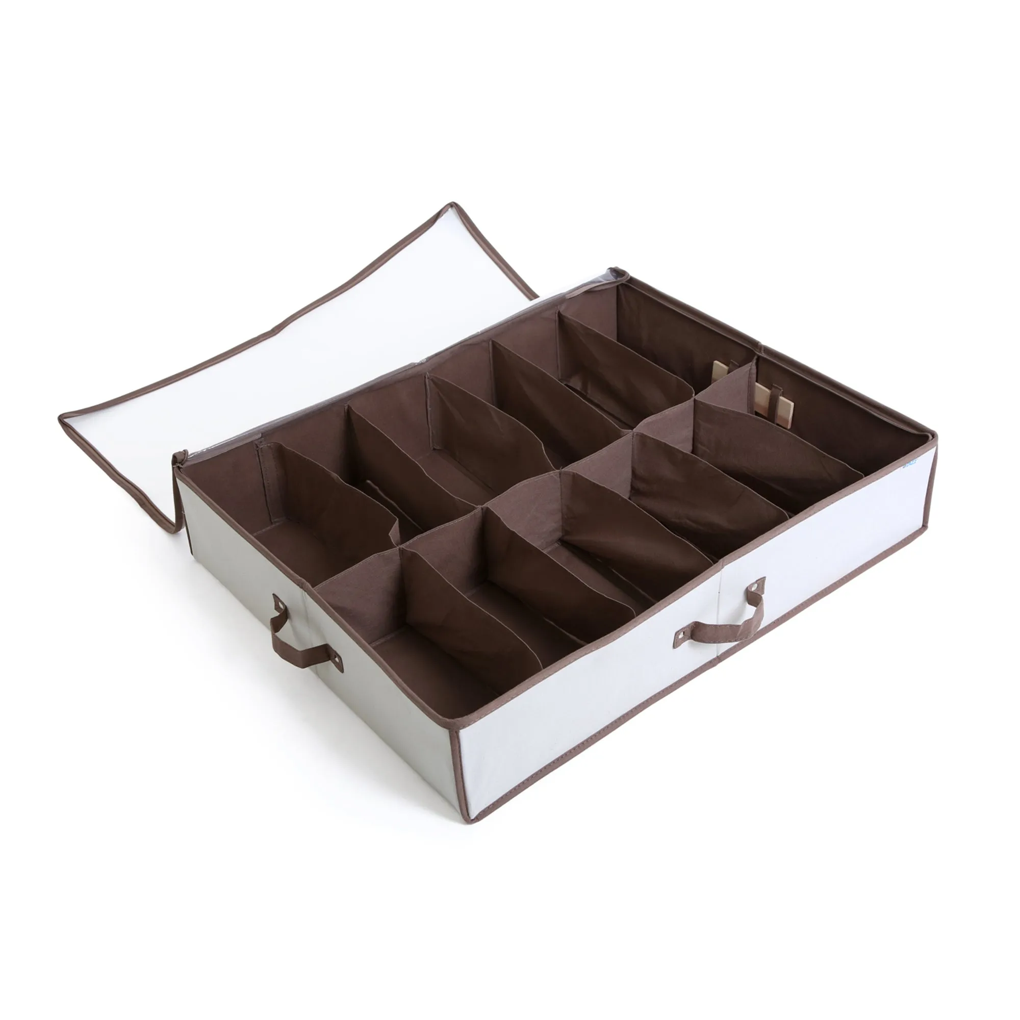 Jumbo Underbed Shoe Organizer with Zipper, Handle, and Clear Window