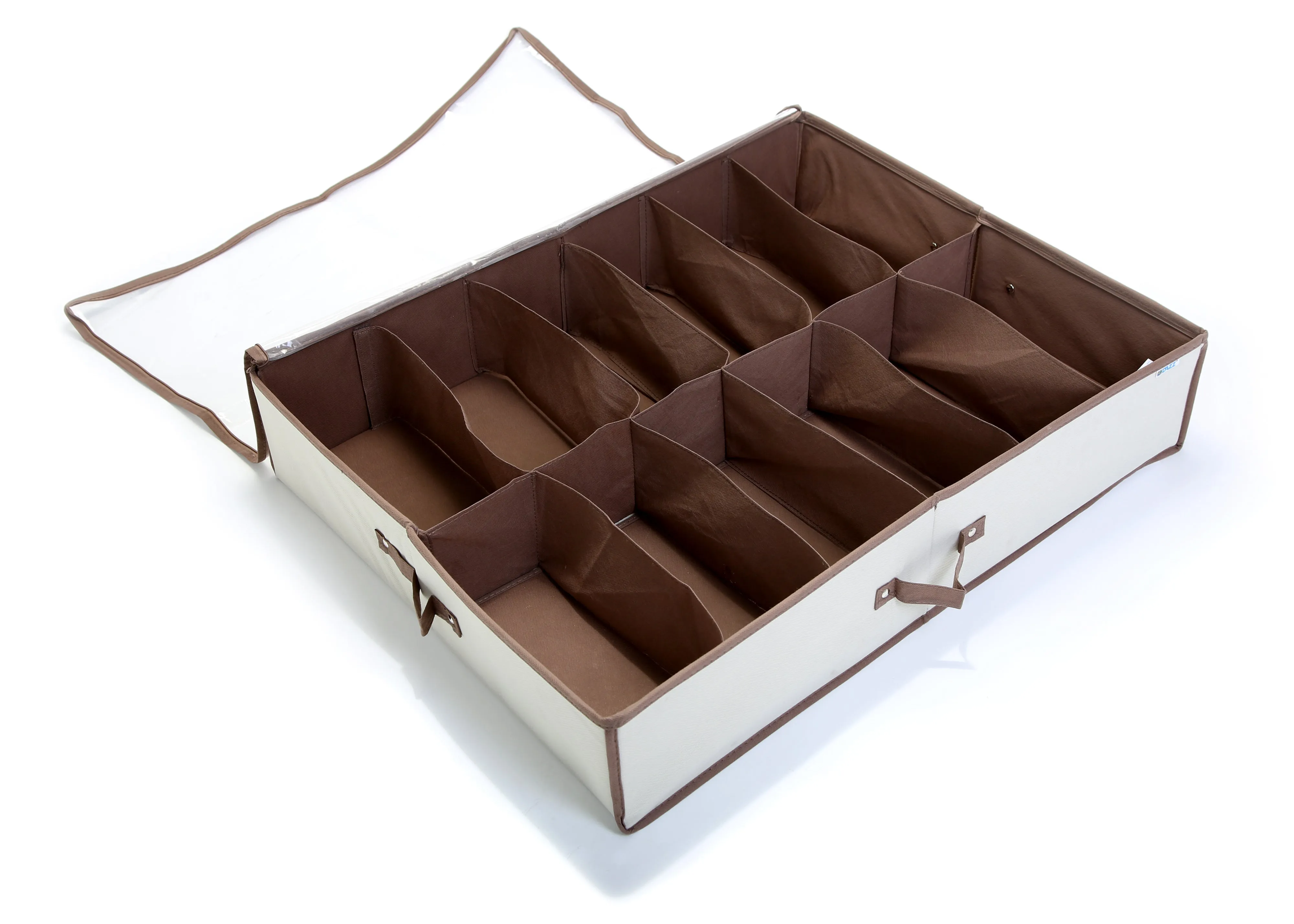 Jumbo Underbed Shoe Organizer with Zipper, Handle, and Clear Window