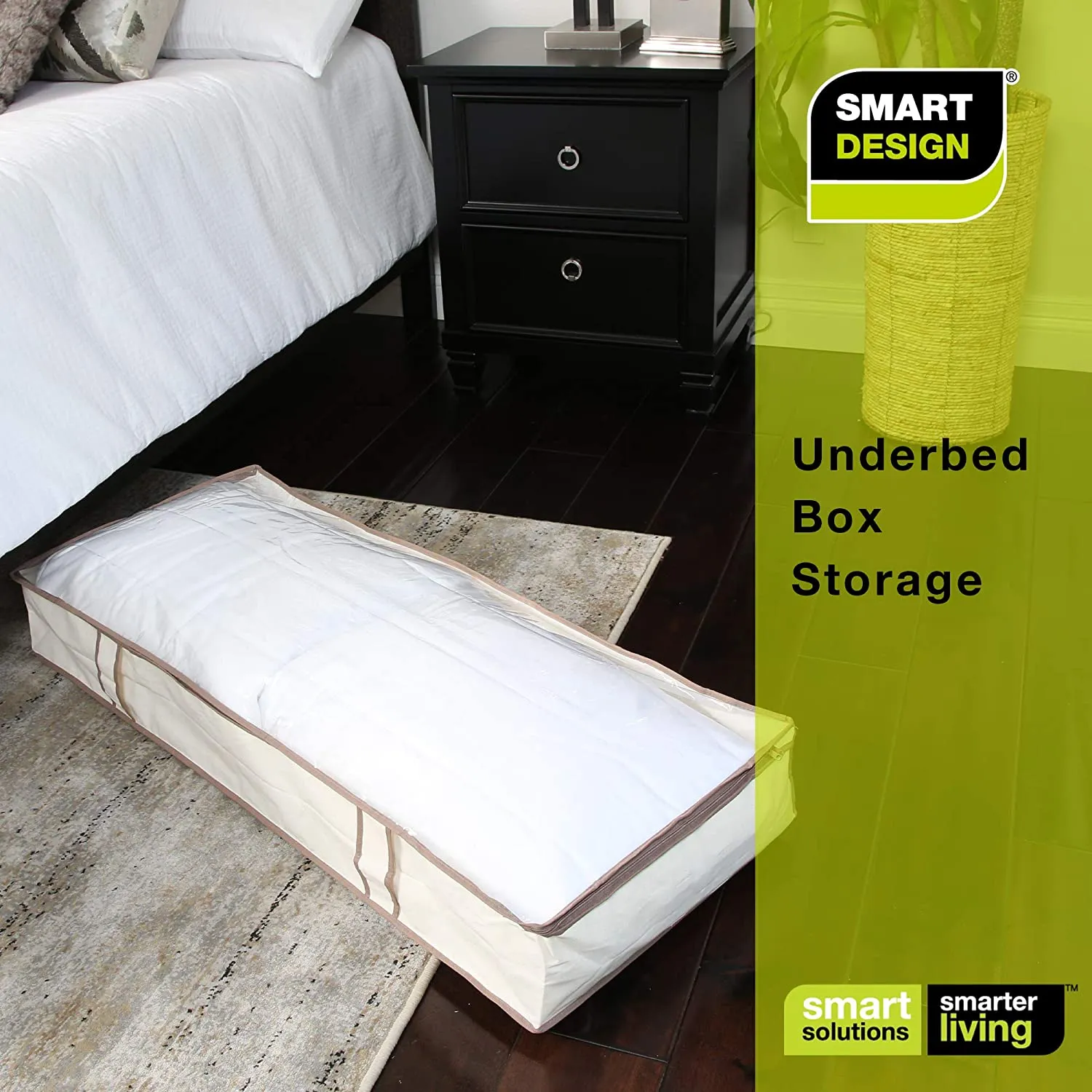 Jumbo Underbed Shoe Organizer with Zipper, Handle, and Clear Window