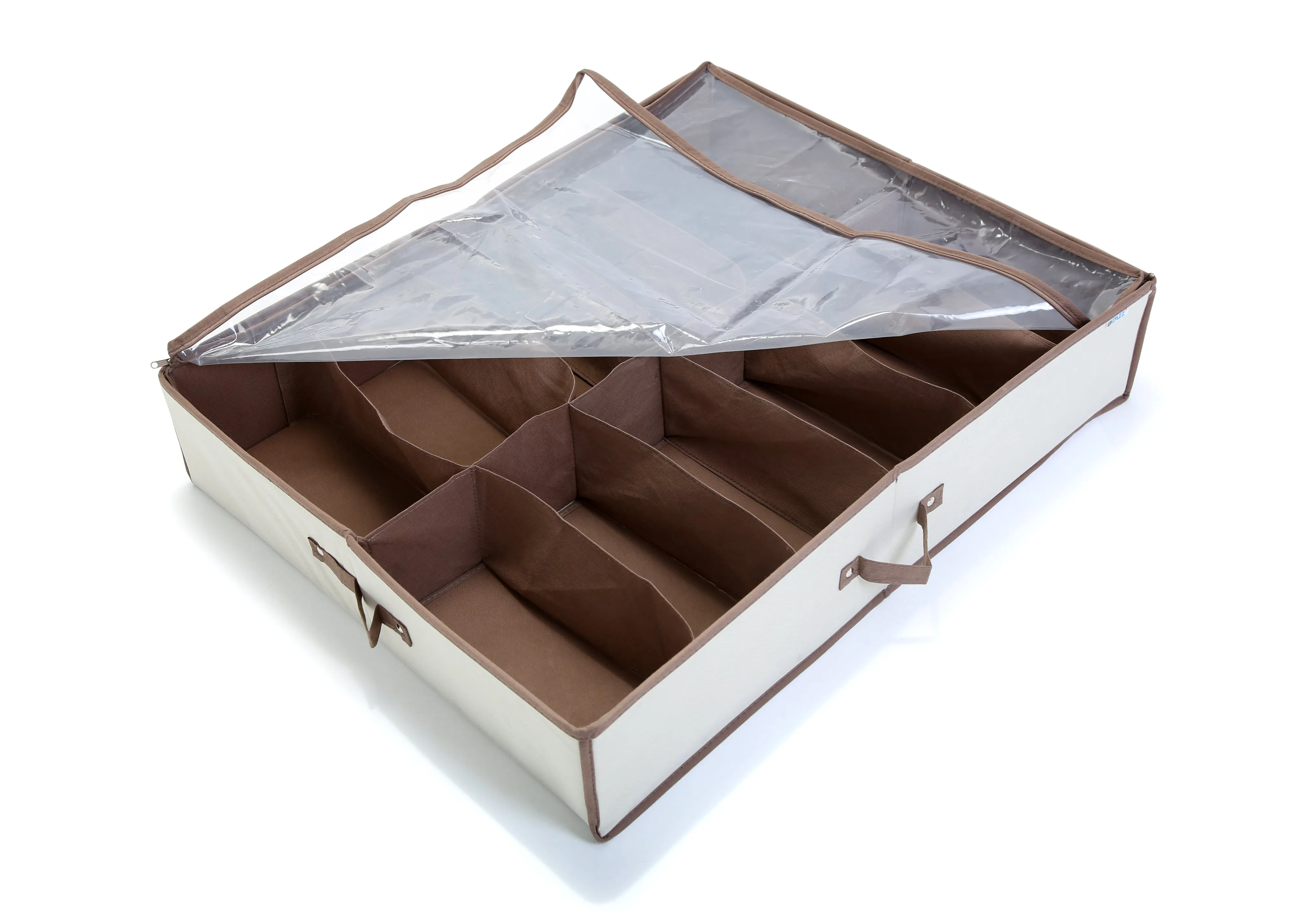 Jumbo Underbed Shoe Organizer with Zipper, Handle, and Clear Window