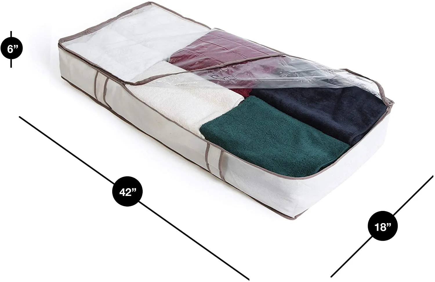 Jumbo Underbed Shoe Organizer with Zipper, Handle, and Clear Window