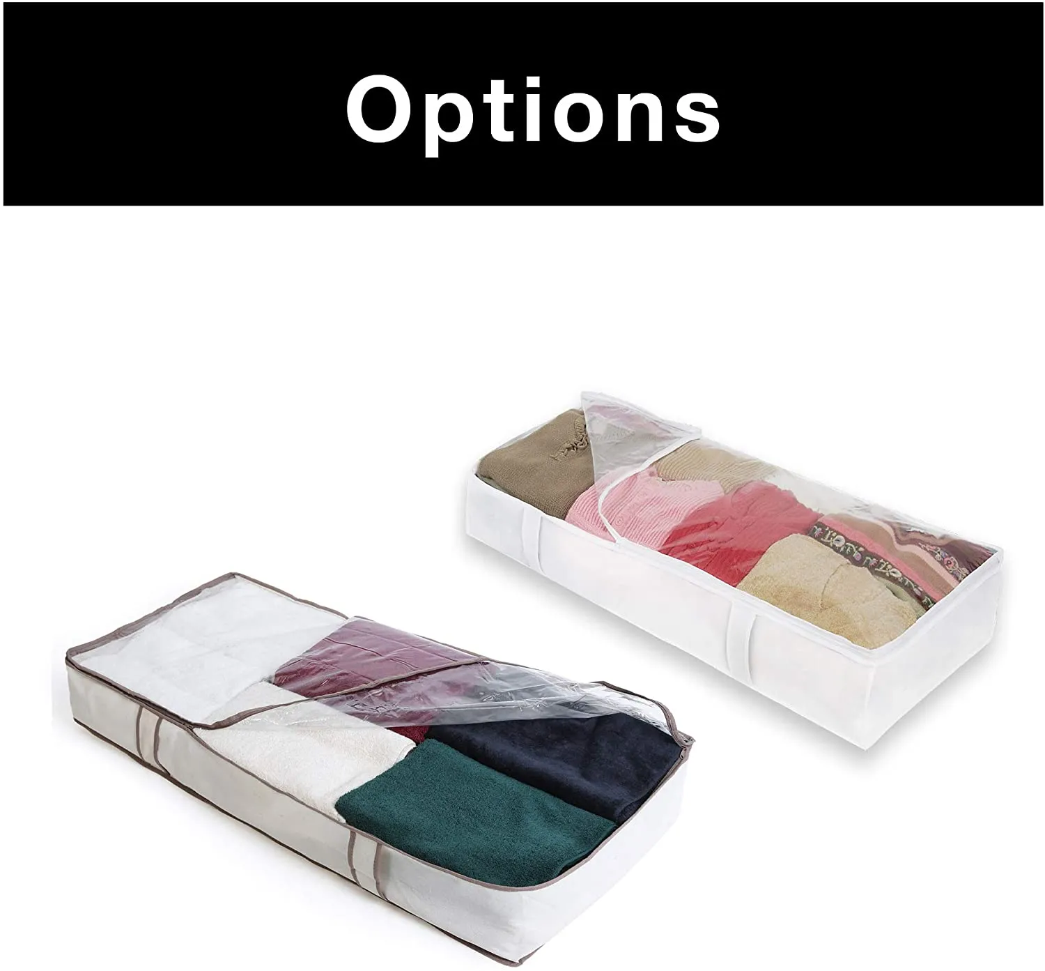 Jumbo Underbed Shoe Organizer with Zipper, Handle, and Clear Window