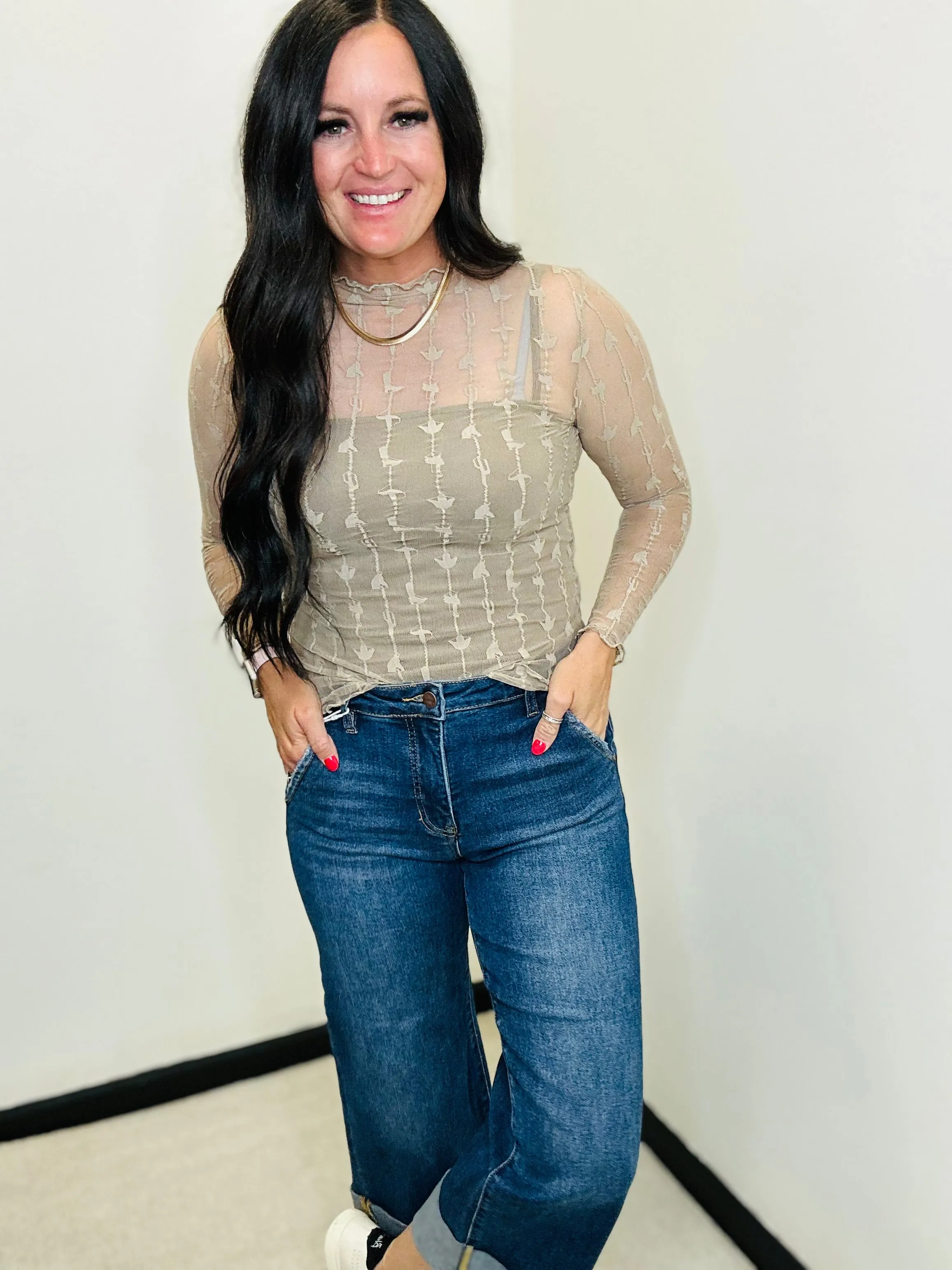 Lariat Lace Top Bone