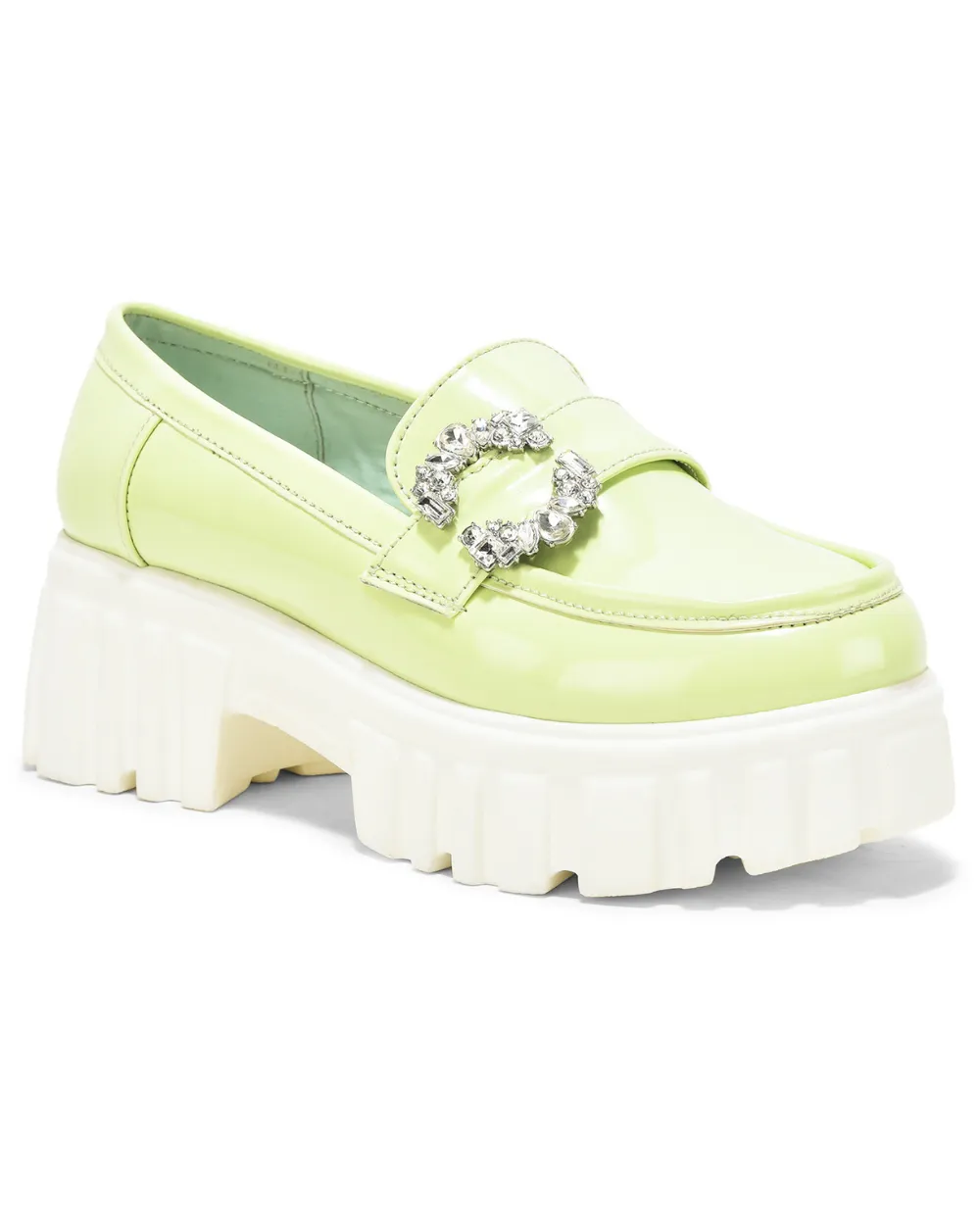 Lime Green Slip-on Embellished Loafer
