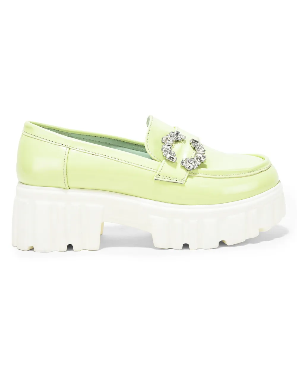 Lime Green Slip-on Embellished Loafer