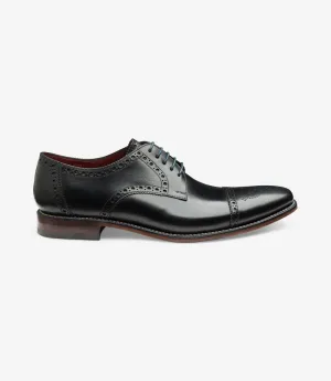LOAKE FOLEY BLACK DERBY SEMI BROGUE LEATHER SOLE F-MEDIUM