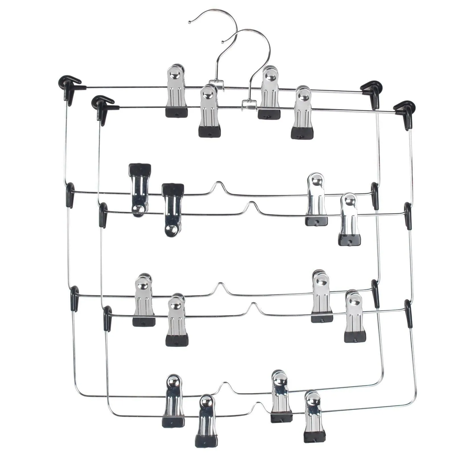 LOHAS Home 4 Tier Skirt Hangers Pants Hangers Closet Organizer Stainless Steel Fold up Space Saving Hangers (2-Pieces)