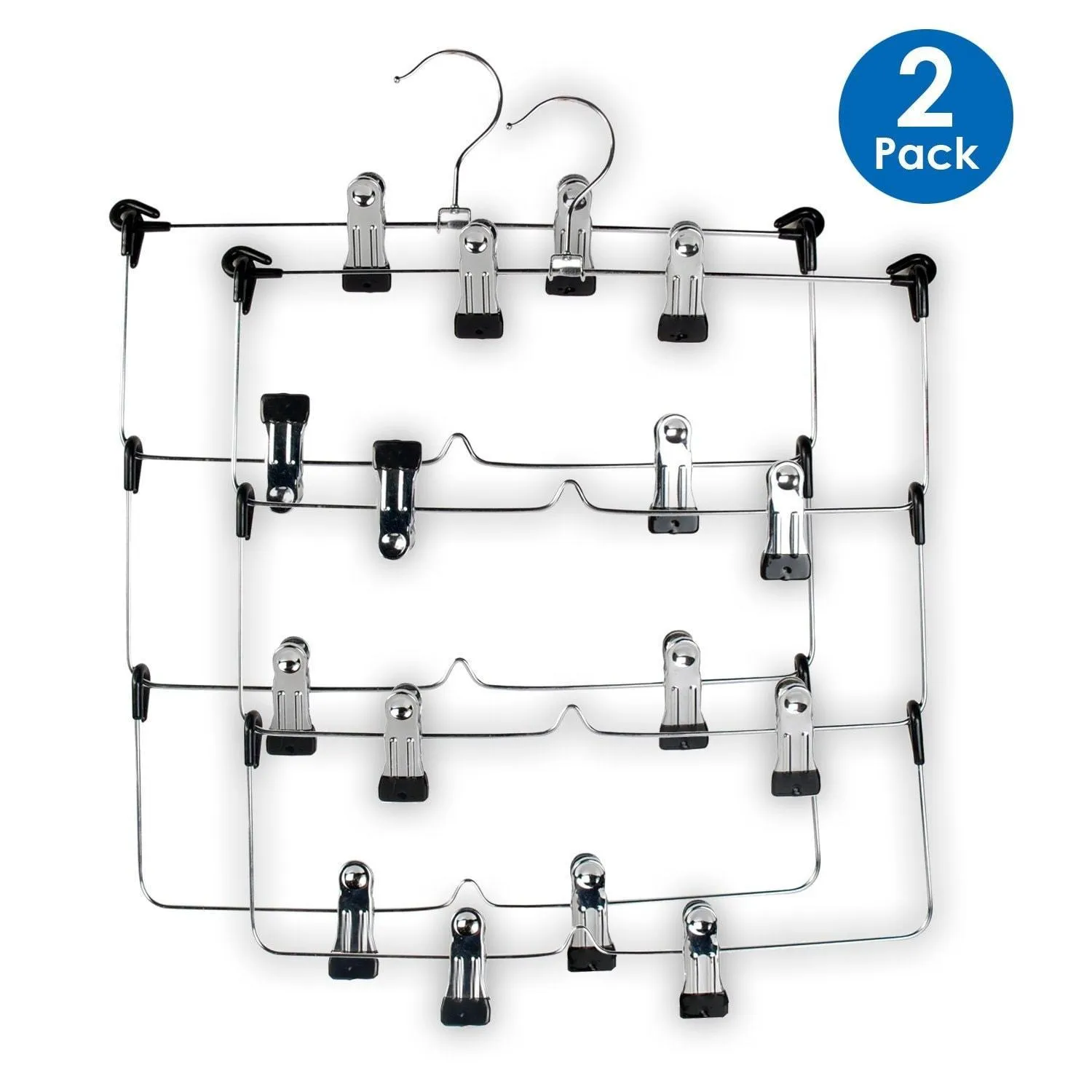 LOHAS Home 4 Tier Skirt Hangers Pants Hangers Closet Organizer Stainless Steel Fold up Space Saving Hangers (2-Pieces)