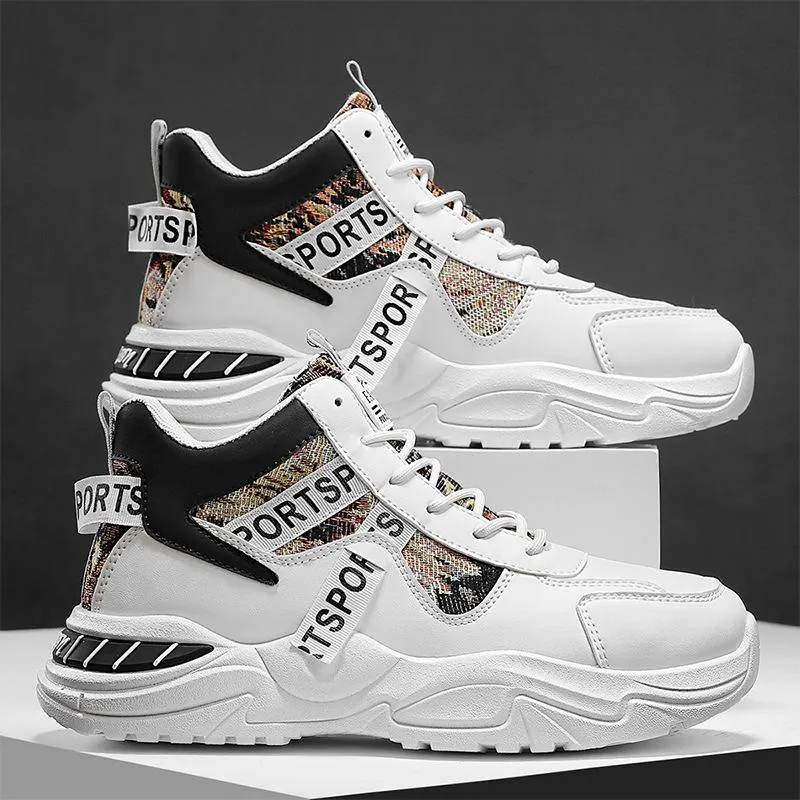 Men's new mid top thick soled trendy and durable shoes