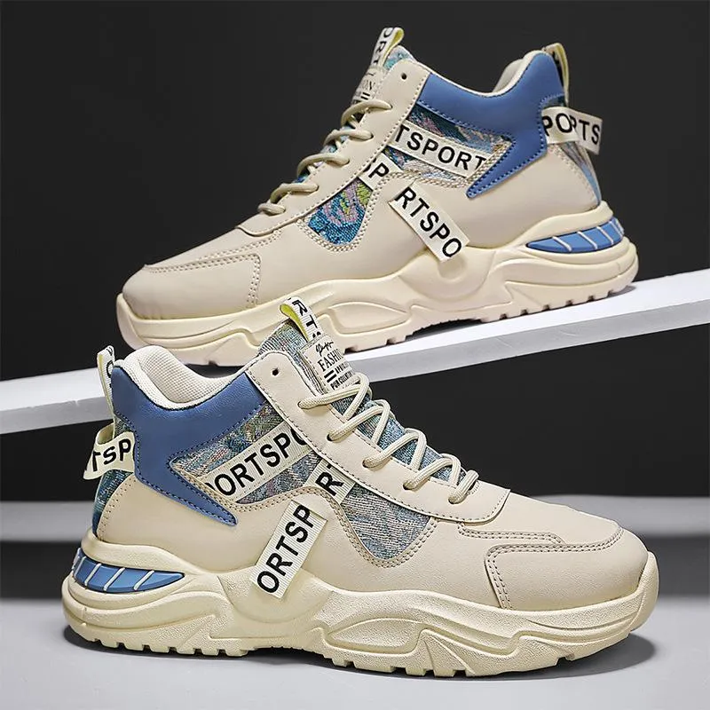 Men's new mid top thick soled trendy and durable shoes