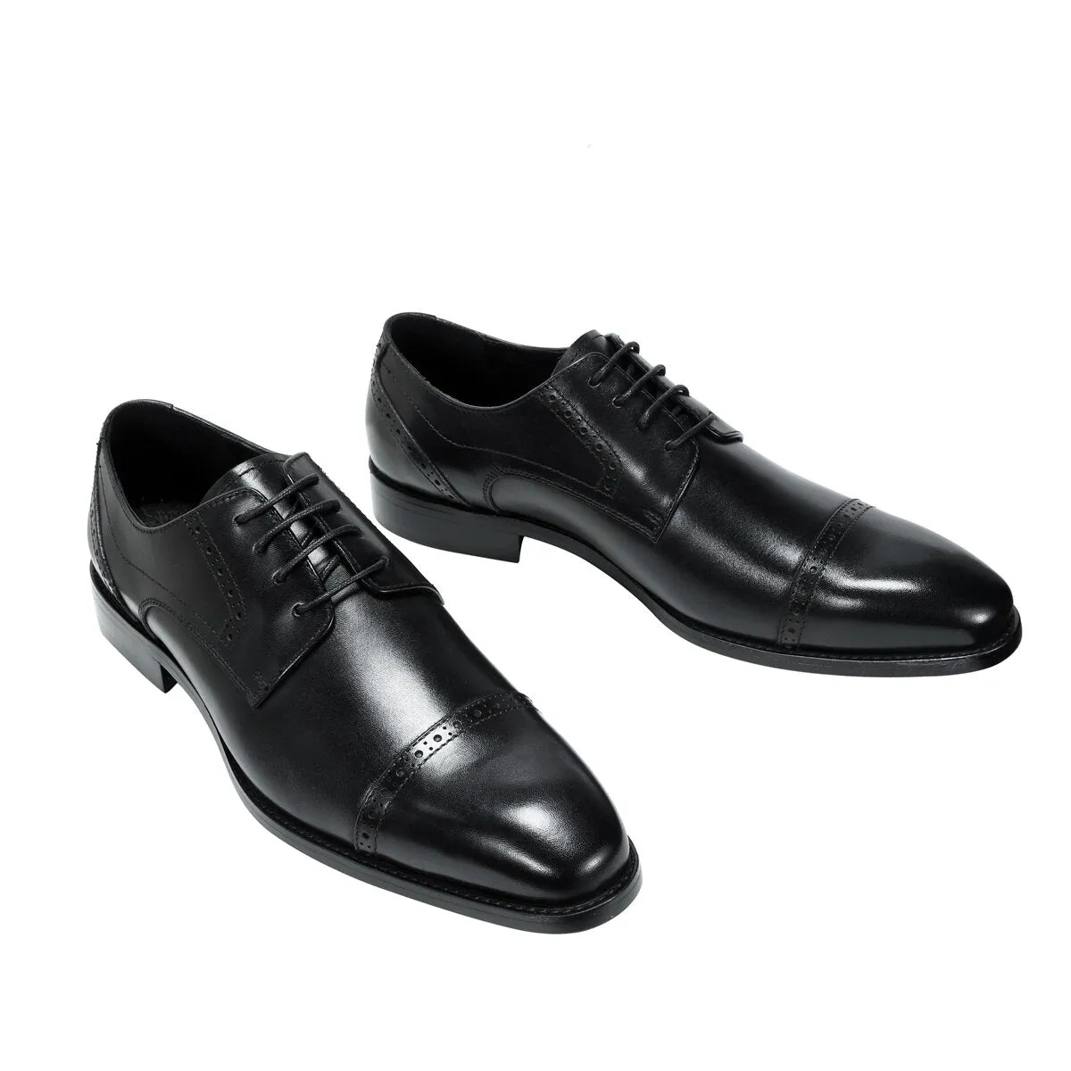 Men's Three Joint Business Formal Breathable British Leather Shoes Black