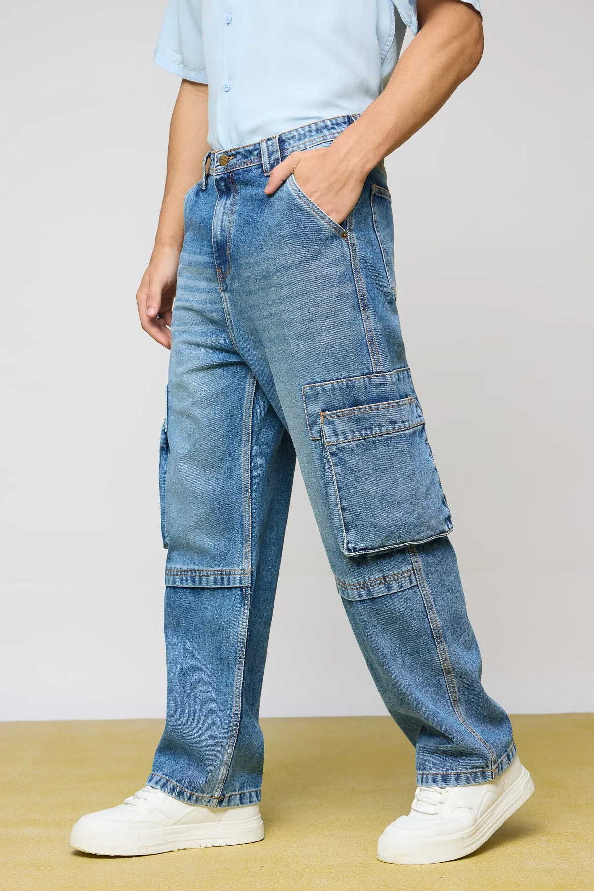 Mid Blue Men's Utility Jeans