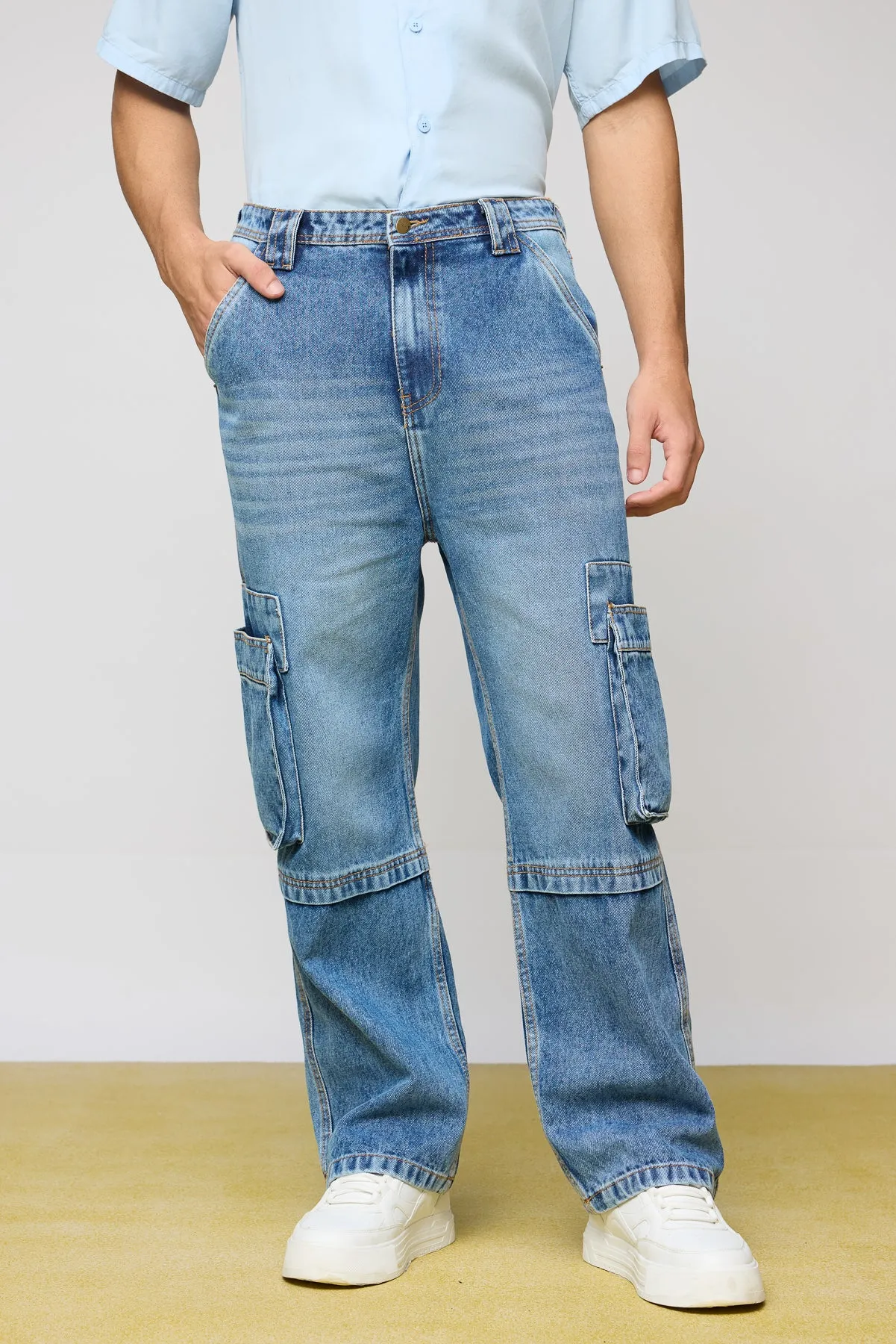 Mid Blue Men's Utility Jeans