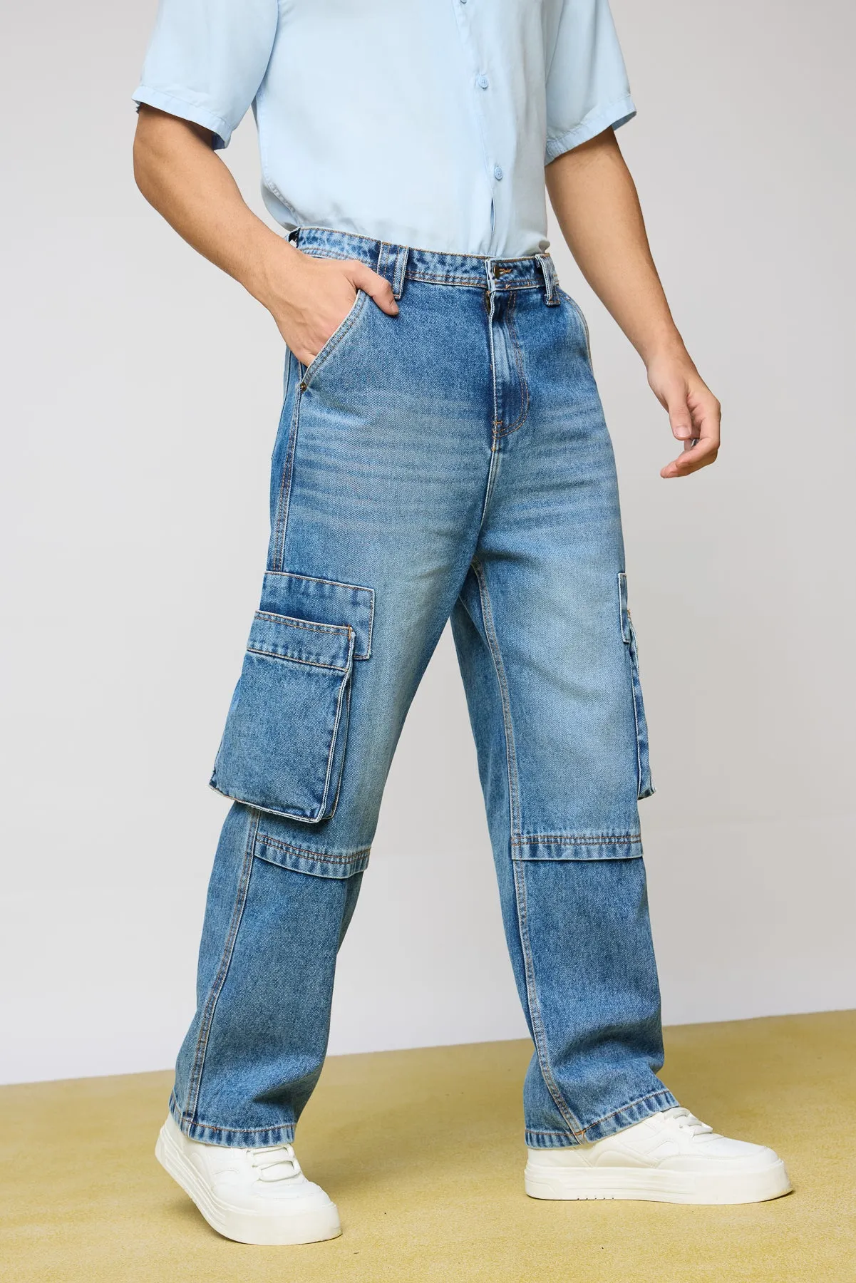 Mid Blue Men's Utility Jeans