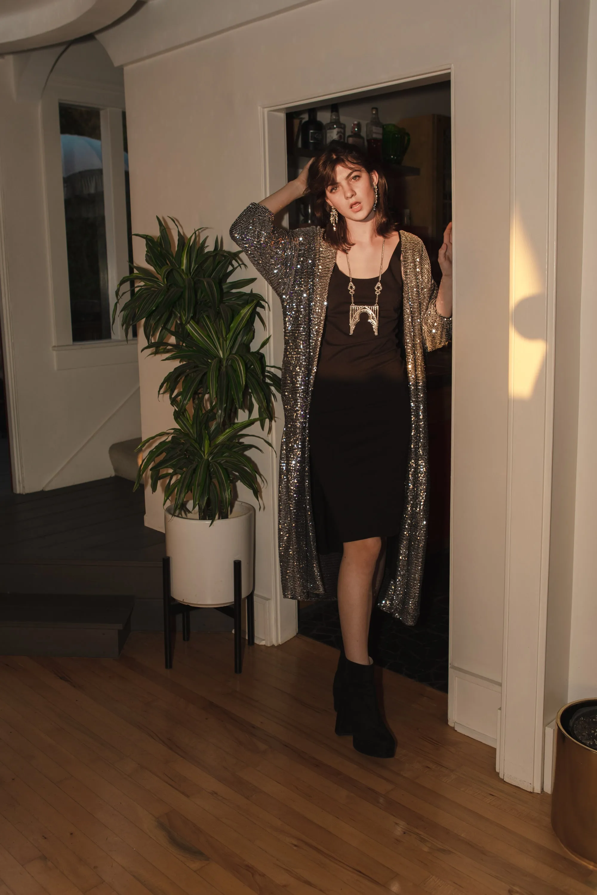 Moonstone Noir Sequin Cocoon Jacket