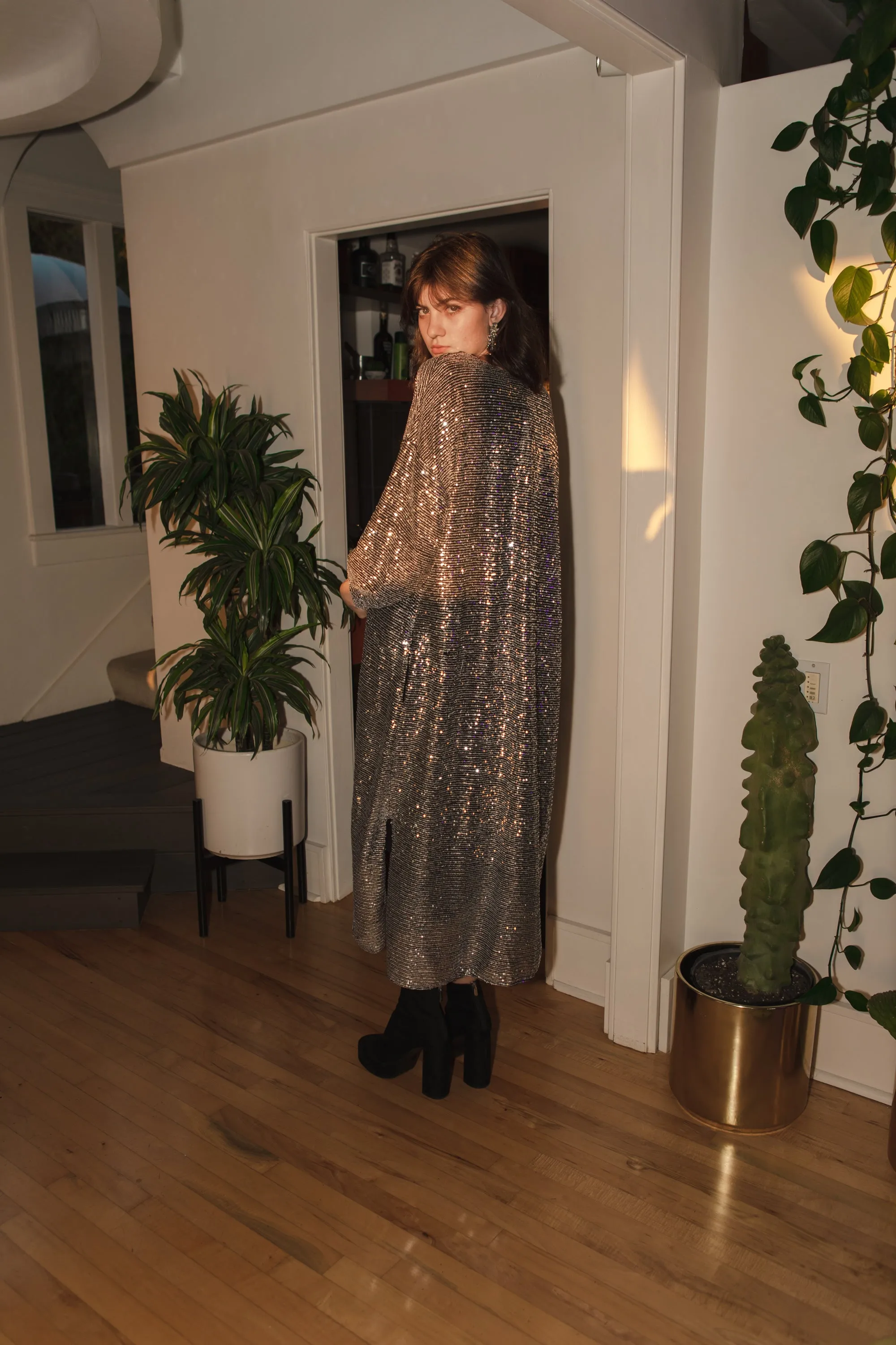 Moonstone Noir Sequin Cocoon Jacket