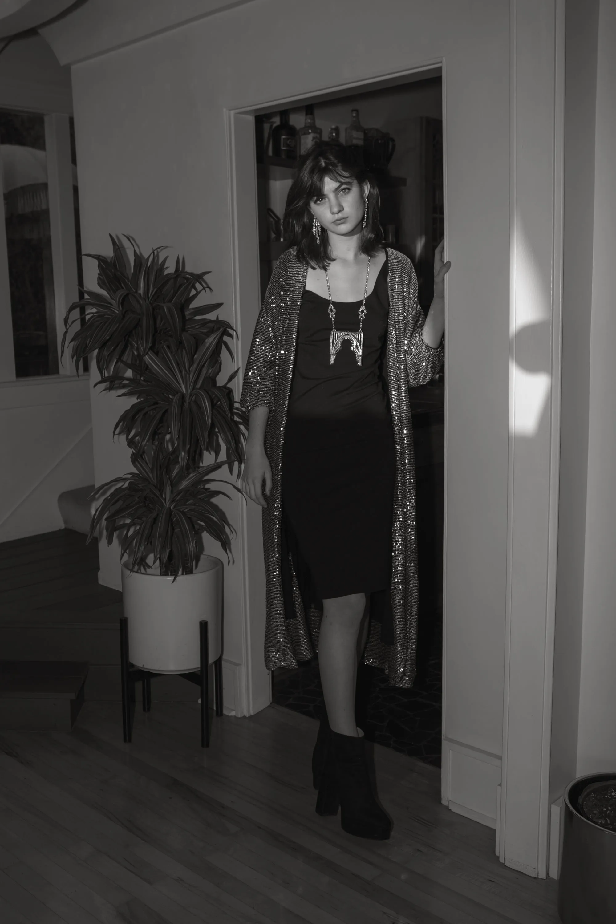 Moonstone Noir Sequin Cocoon Jacket