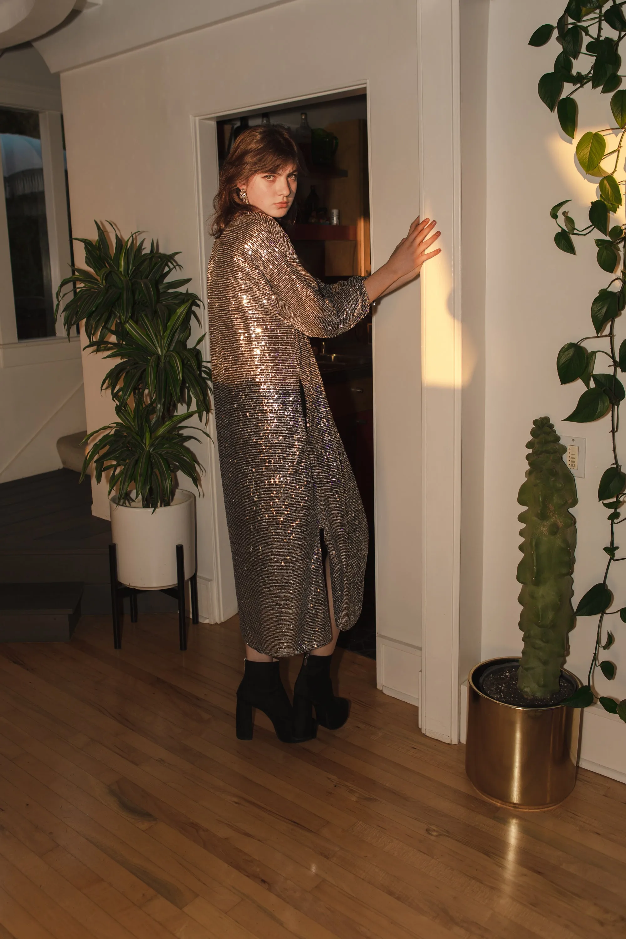 Moonstone Noir Sequin Cocoon Jacket