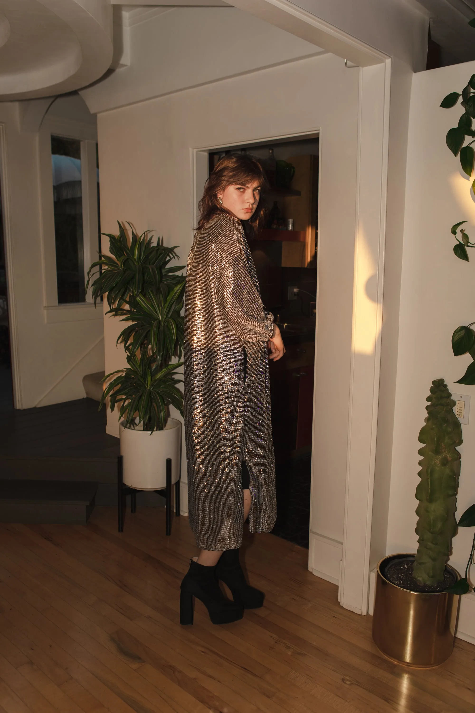 Moonstone Noir Sequin Cocoon Jacket
