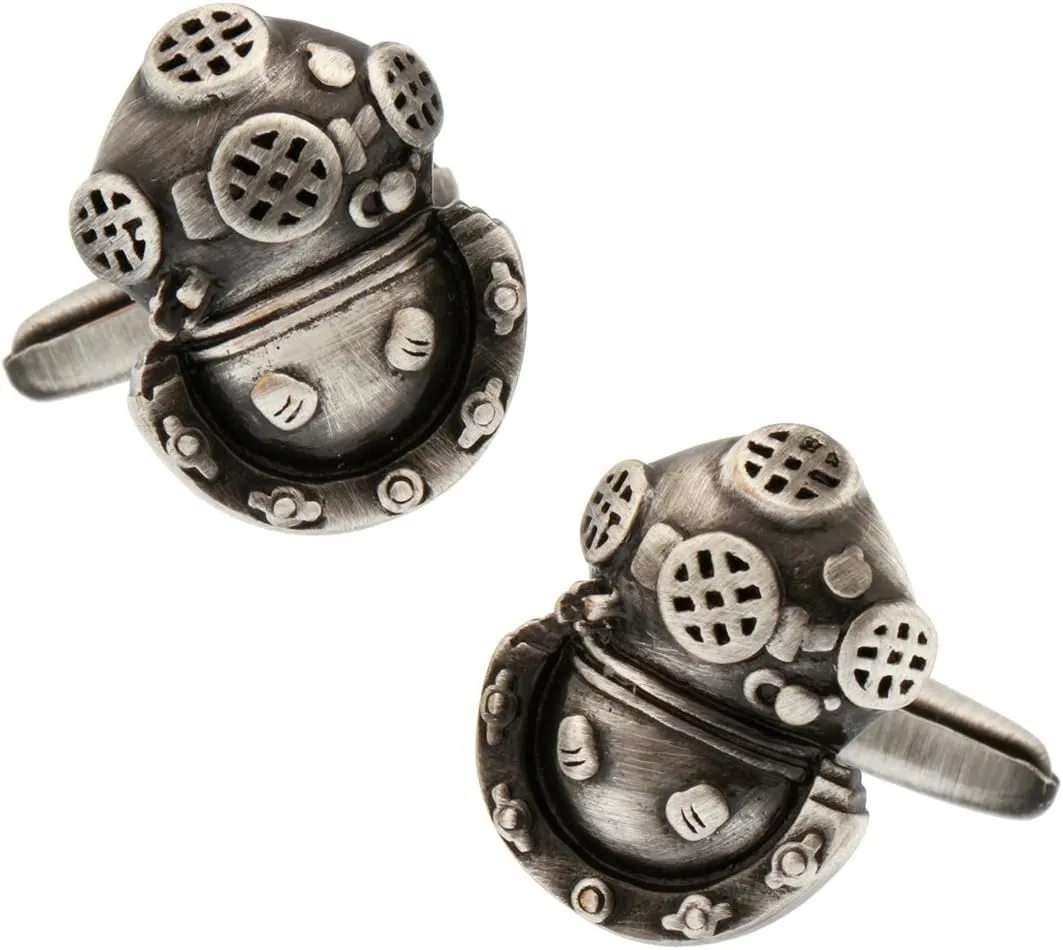 MRCUFF Diver Diving Scuba Helmet Sponge Tarpon Springs Florida Pair Cufflinks in a Presentation Gift Box & Polishing Cloth