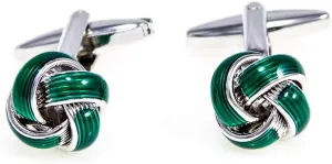MRCUFF Green Knot Pair Cufflinks in a Presentation Gift Box & Polishing Cloth