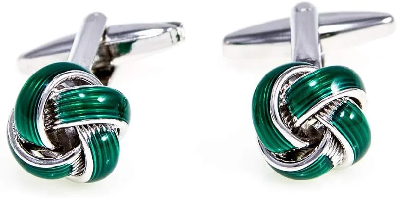 MRCUFF Green Knot Pair Cufflinks in a Presentation Gift Box & Polishing Cloth