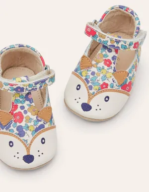 Novelty Leather Baby Shoes-Floral Fox