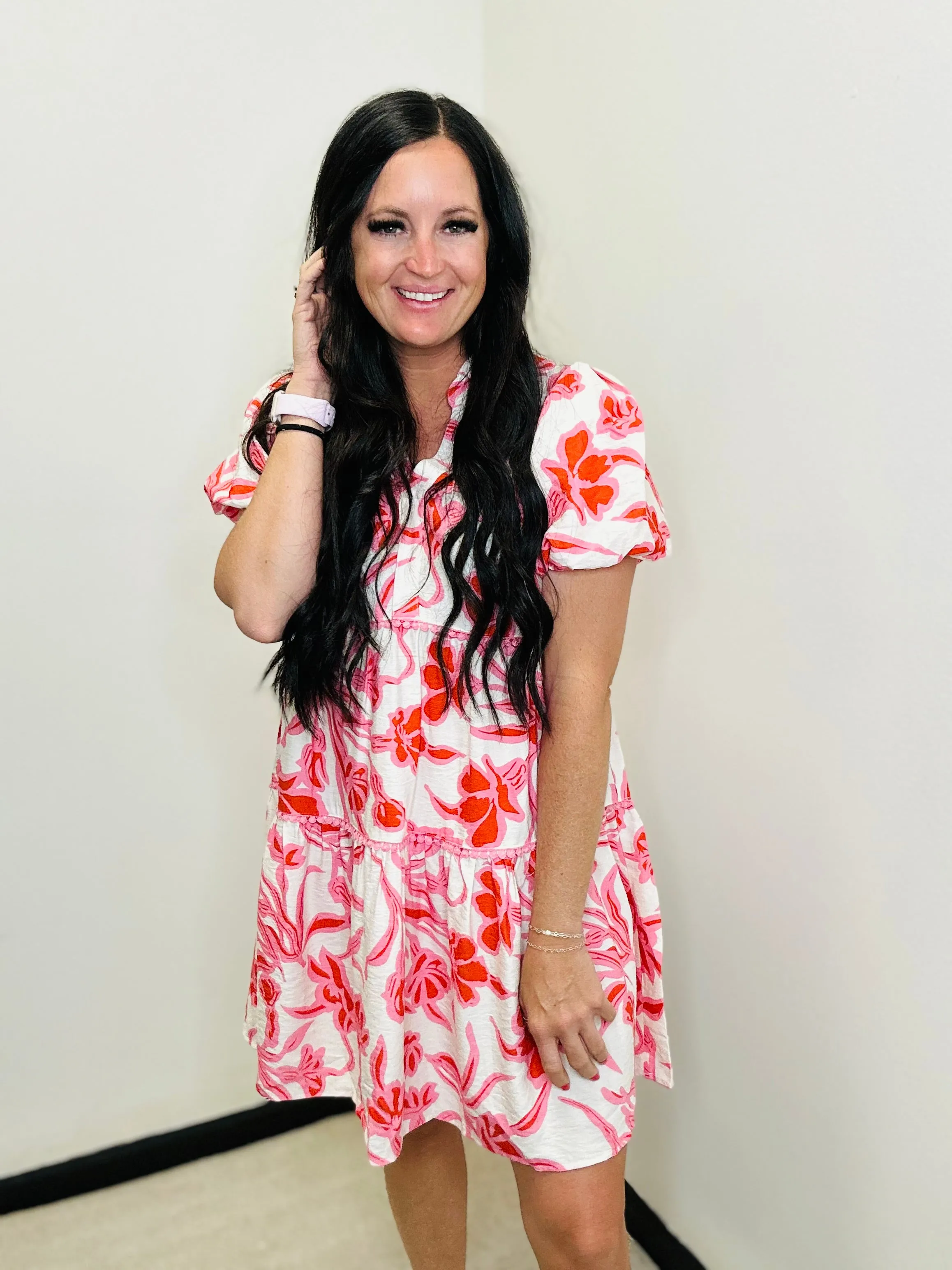Parker Pink Floral Print Dress