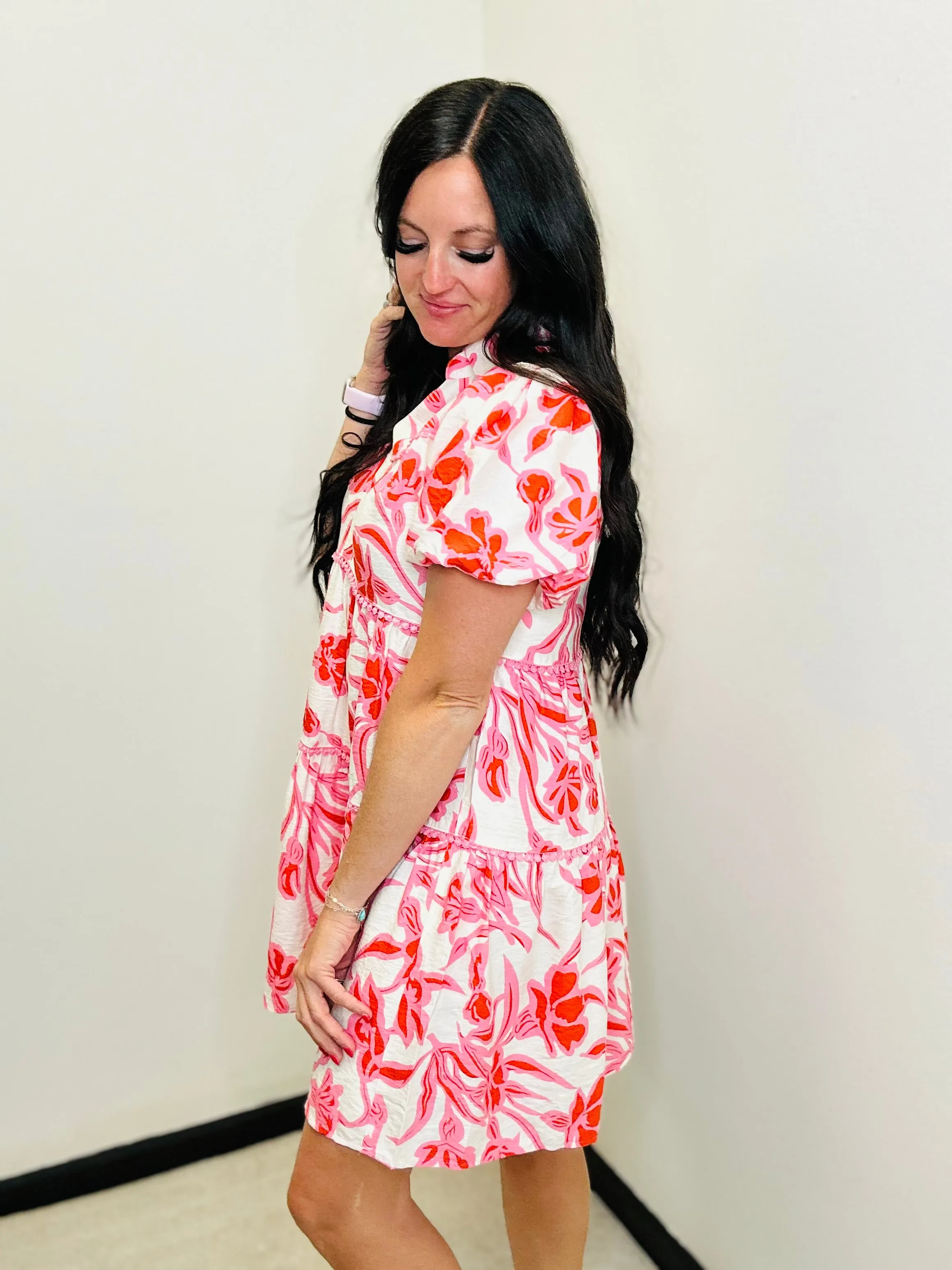 Parker Pink Floral Print Dress