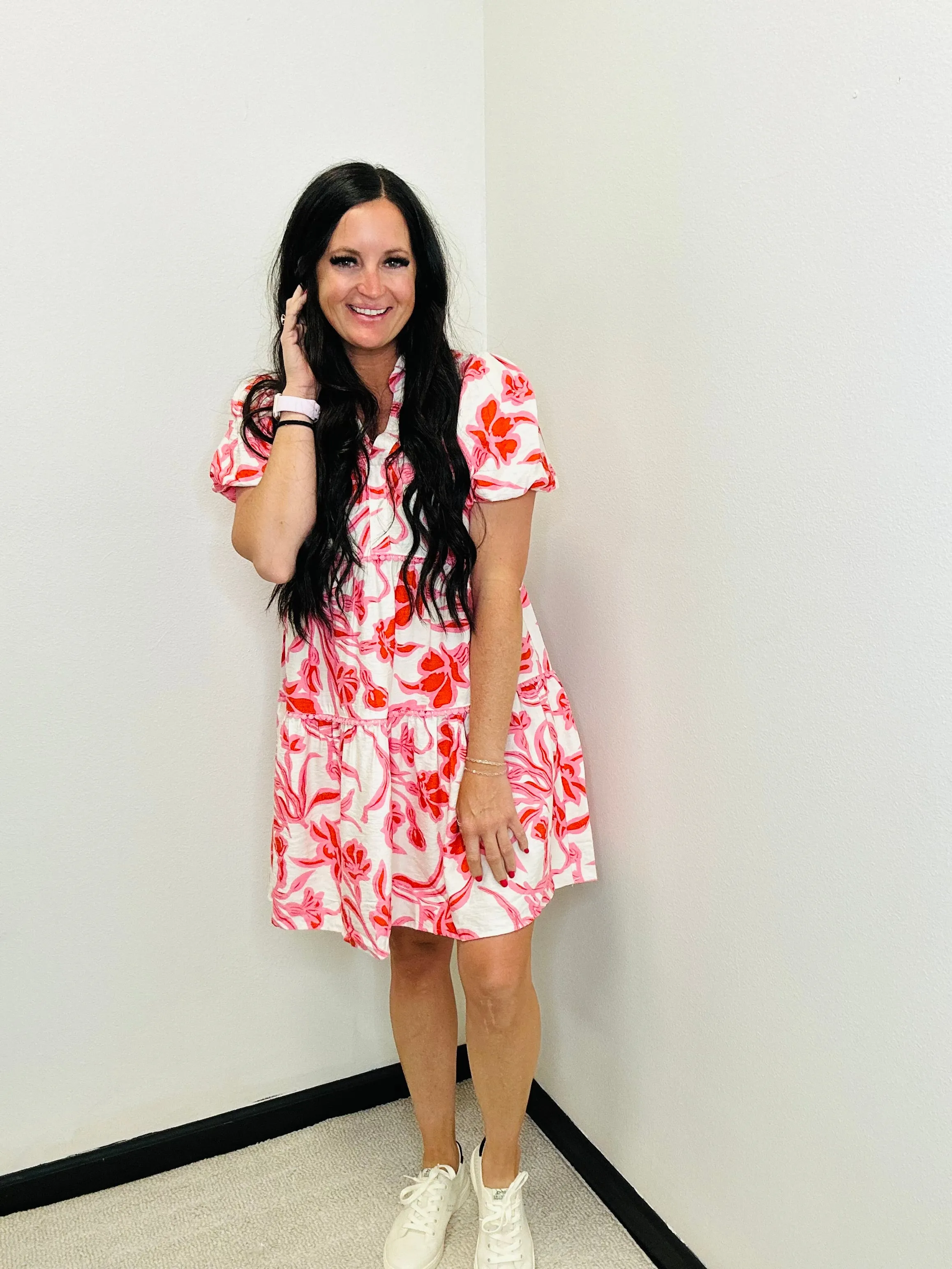 Parker Pink Floral Print Dress