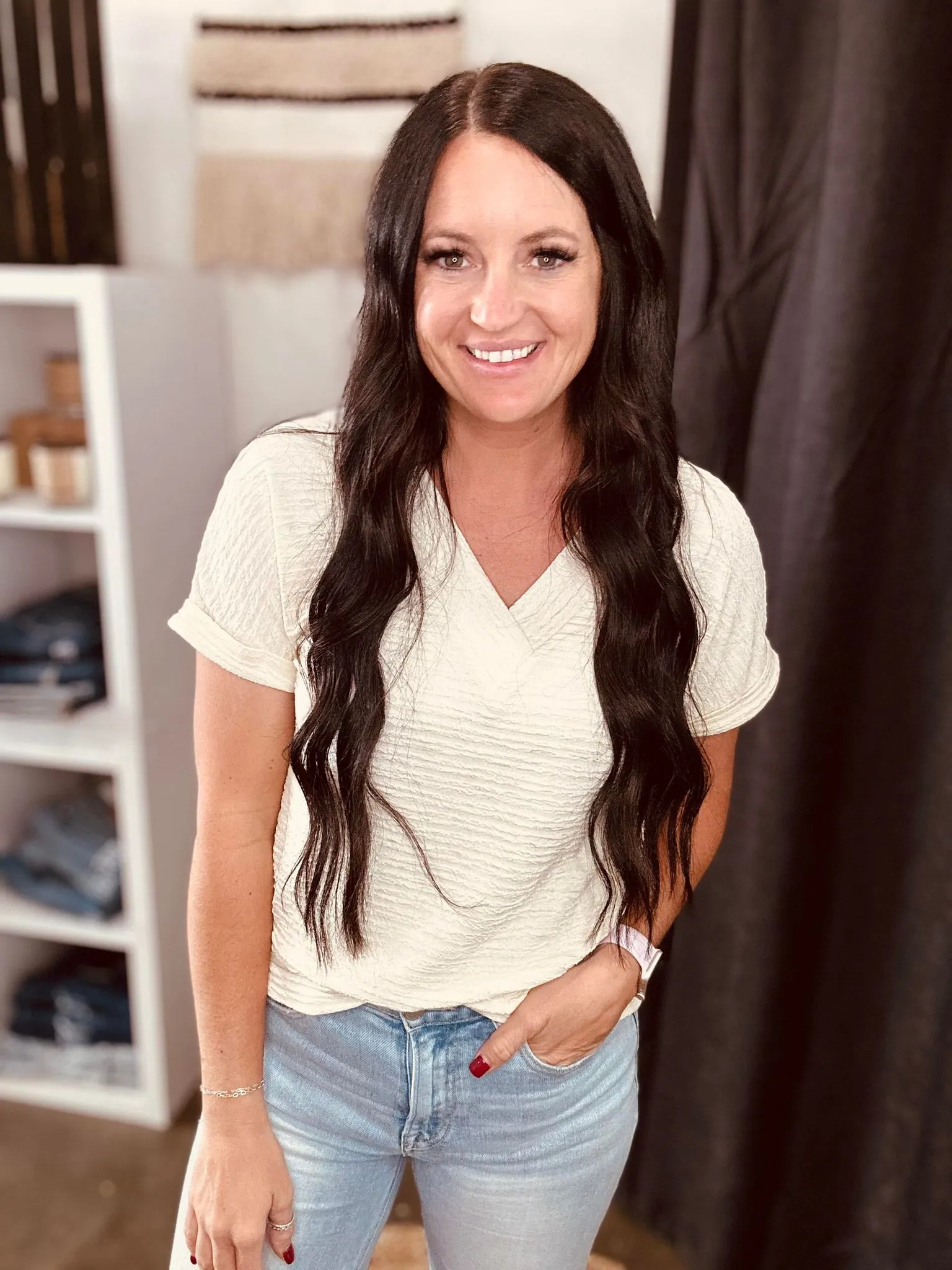 Pattie Khaki Textured Knit Short Sleeve Top