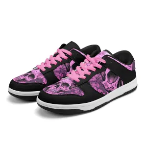 Pink Skull Dunk Low Top Leather Sneakers