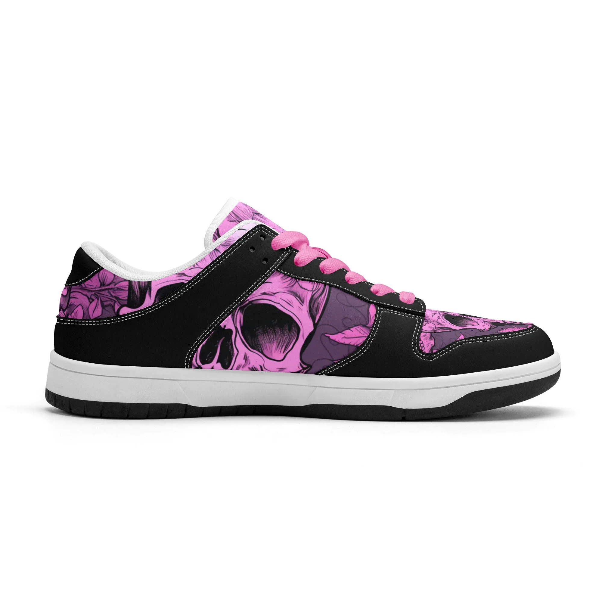 Pink Skull Dunk Low Top Leather Sneakers