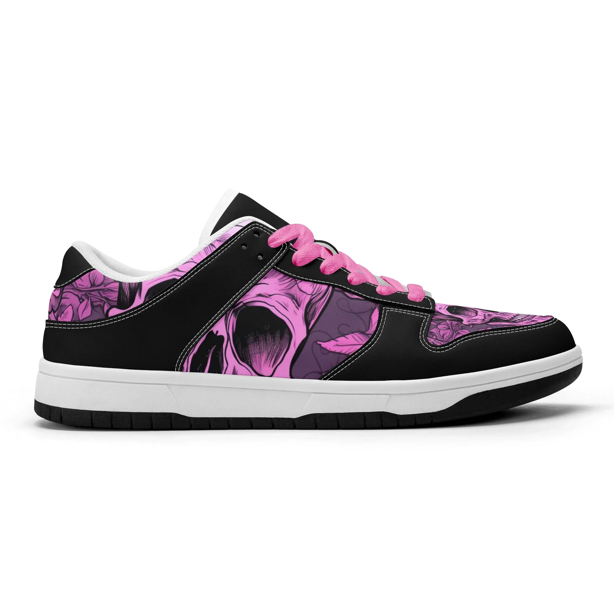 Pink Skull Dunk Low Top Leather Sneakers
