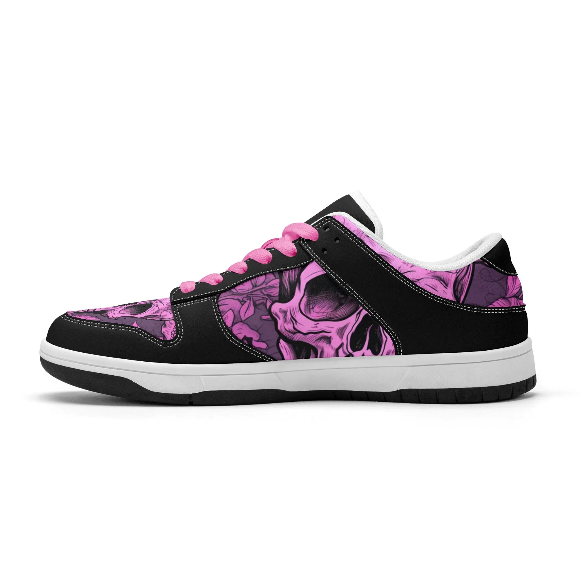 Pink Skull Dunk Low Top Leather Sneakers