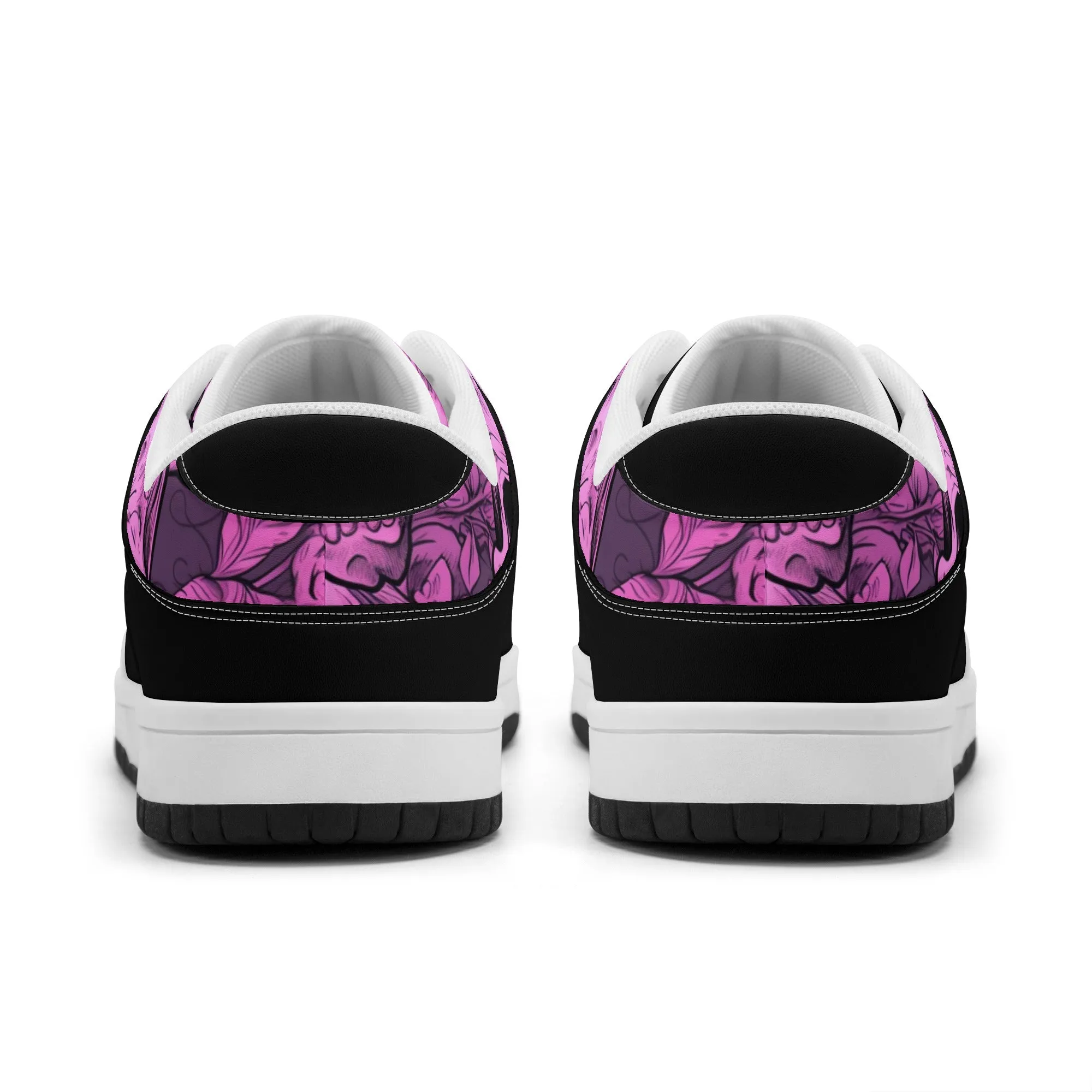 Pink Skull Dunk Low Top Leather Sneakers