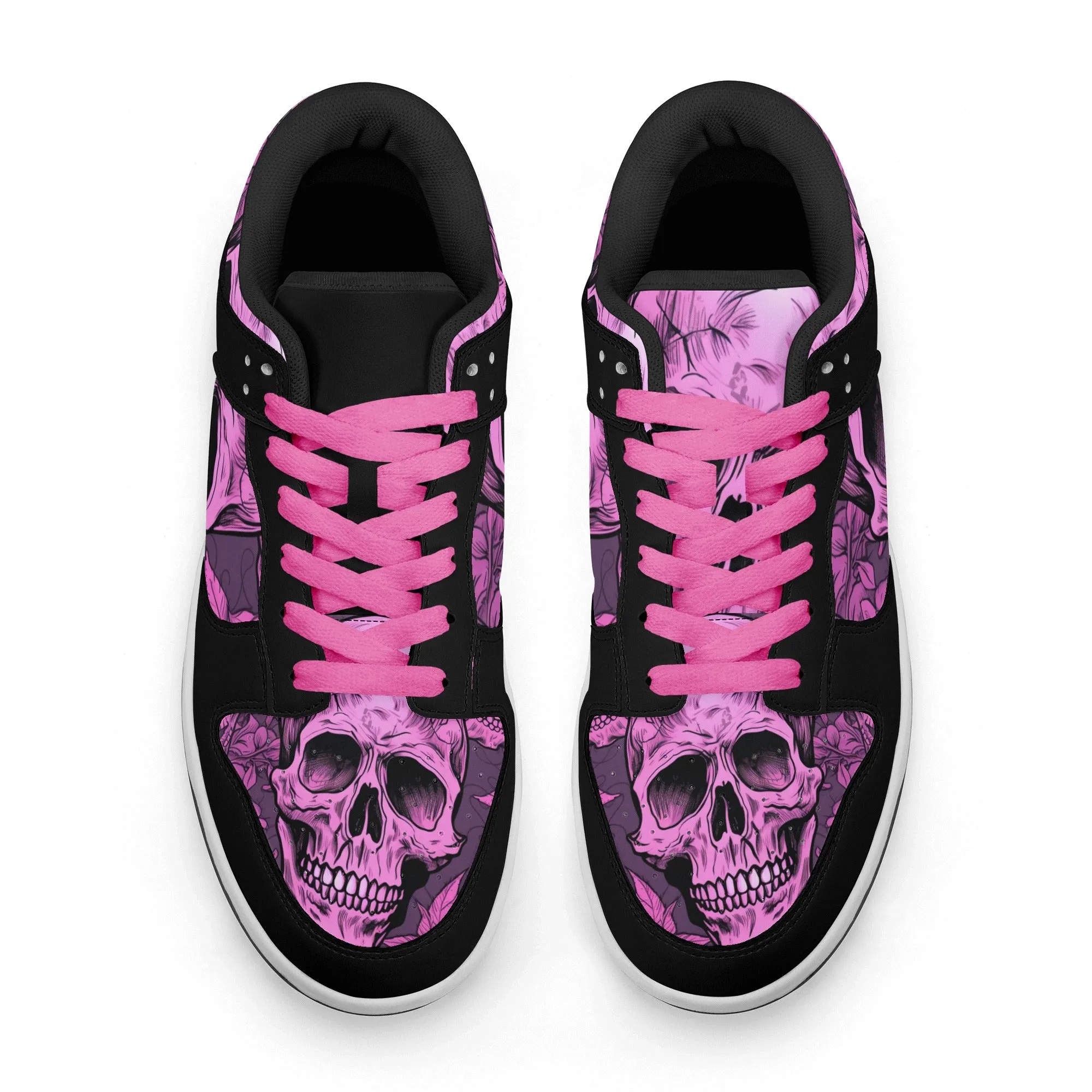 Pink Skull Dunk Low Top Leather Sneakers
